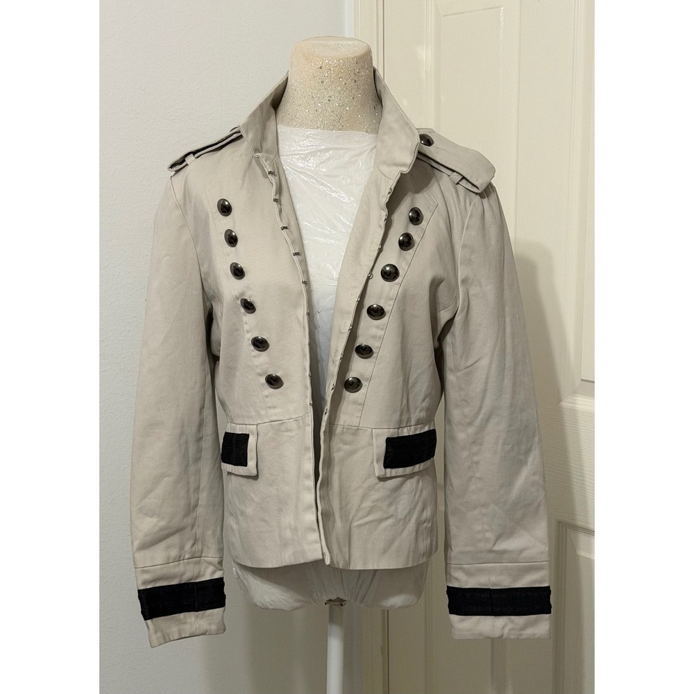 Newport News Women's sz 12 Tan Military Jacket Cotton Utility Y2K 90s lined